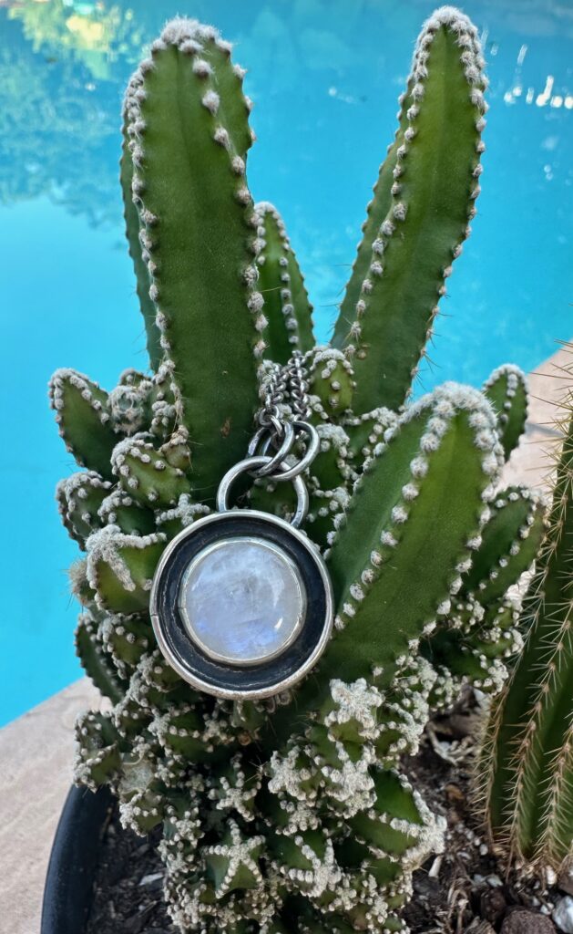 moonstone in shadowbox pendant